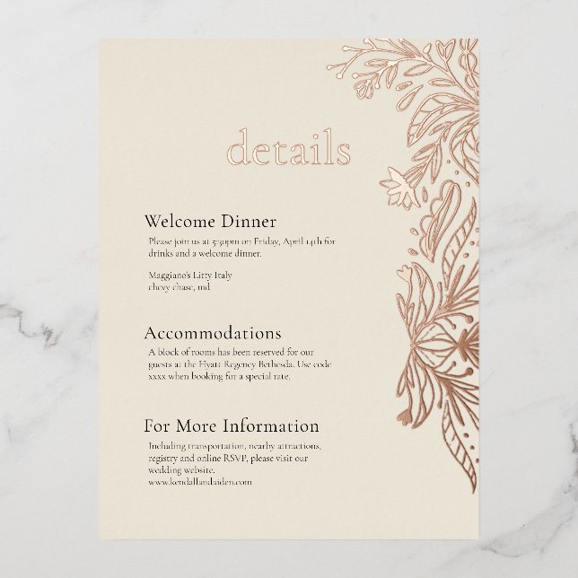 Whimsical and Elegant Foil Detail Enclosure Card (Front)