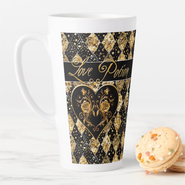 Whimsical and Elegant Goth Love Potion Latte Mug (In Situ)