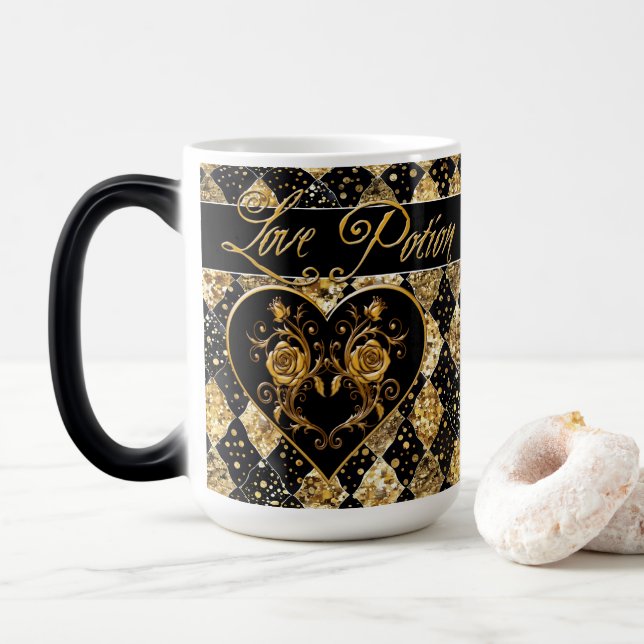 Whimsical and Elegant Goth Love Potion  Magic Mug (With Donut)
