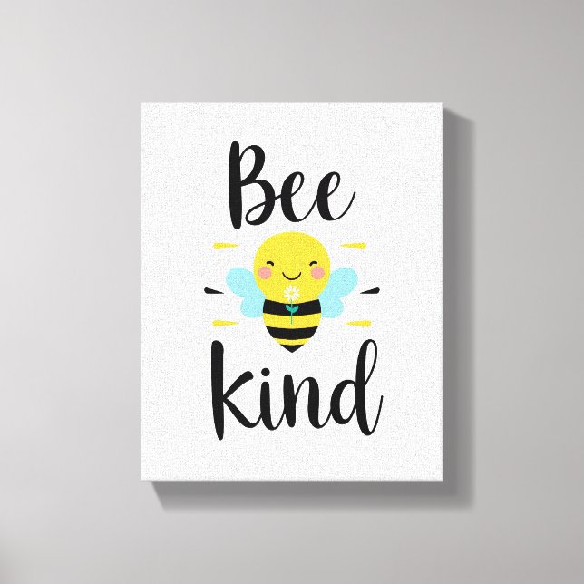 Whimsical and Kind Bee Illustration Canvas Print (Front)