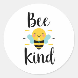 Whimsical and Kind Bee Illustration Classic Round Sticker
