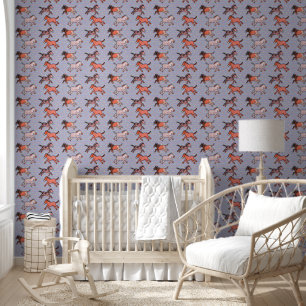 Whimsical and playful stylized zebras wallpaper