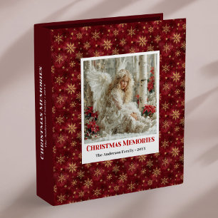 Whimsical Angel Poinsettia Red Gold Christmas  Binder