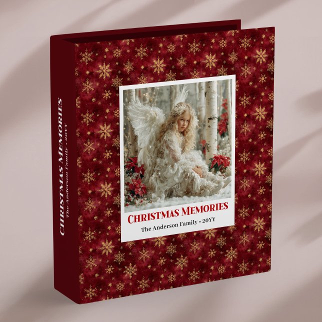 Whimsical Angel Poinsettia Red Gold Christmas  Binder (Whimsical Angel Poinsettia Red Gold Christmas Ring Binder

)