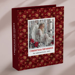 Whimsical Angel Poinsettia Red Gold Custom Xmas Binder