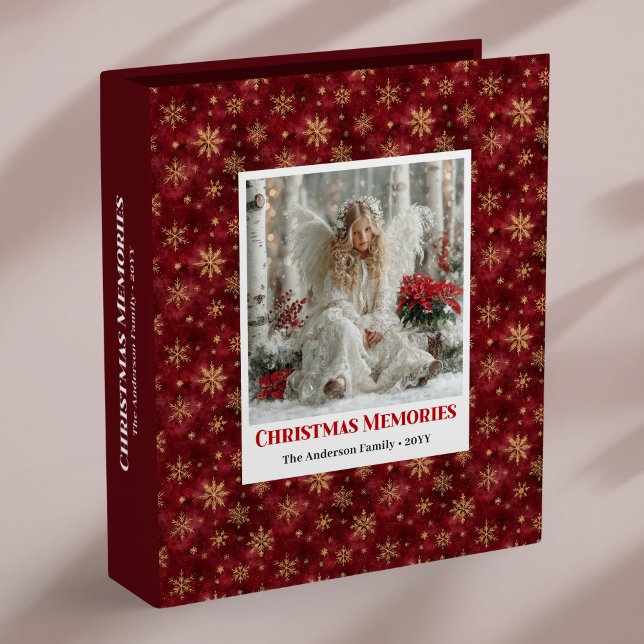 Whimsical Angel Poinsettia Red Gold Personalized  Binder (Whimsical Angel Poinsettia Red Gold Personalized Memory Album

)