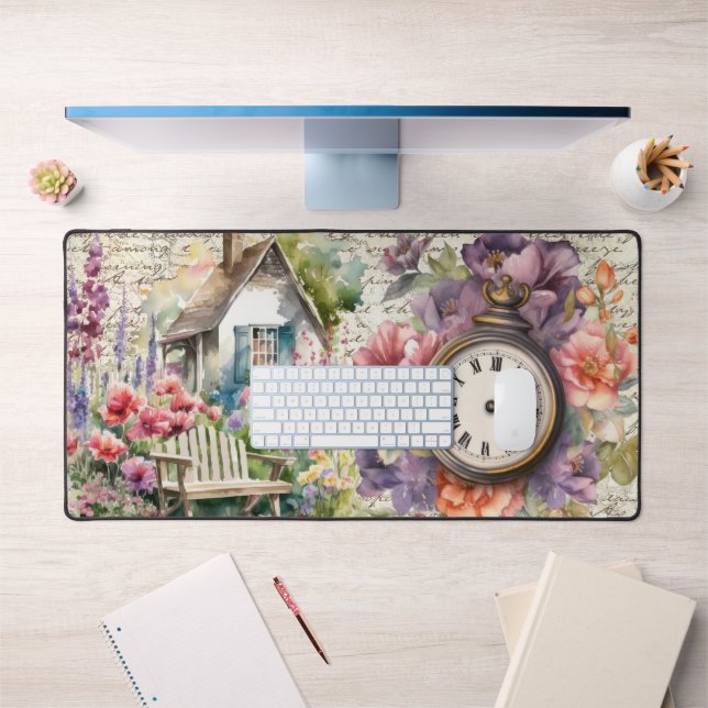 Whimsical Anglais Cottage House Flowers Watch (Bureau 1)