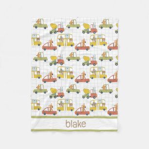 Whimsical Animal Friends Driving Vehicles Fleece Blanket