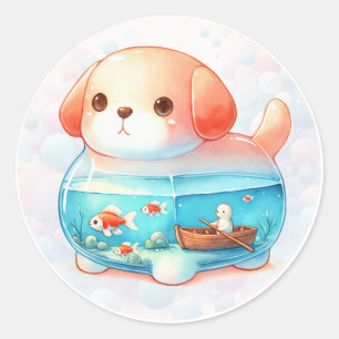 Whimsical Animal Jars - Dog - Classic Round Sticker