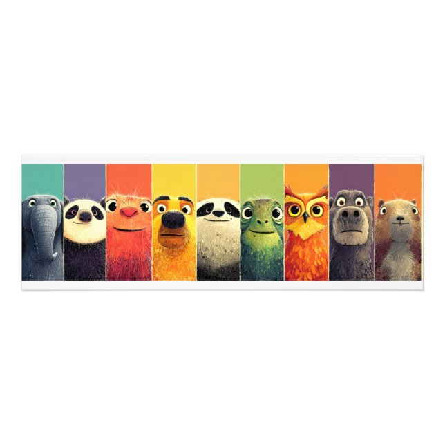 Whimsical Animal Lineup Colour Poster (Front)