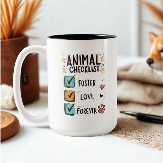 Whimsical Animal Welfare Coffee Mug (Personalized pet foster coffee mug)