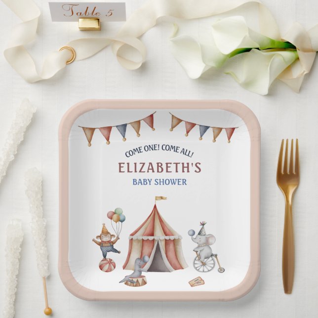 Whimsical Animals Circus Party Baby Shower Paper Plate (Wedding)
