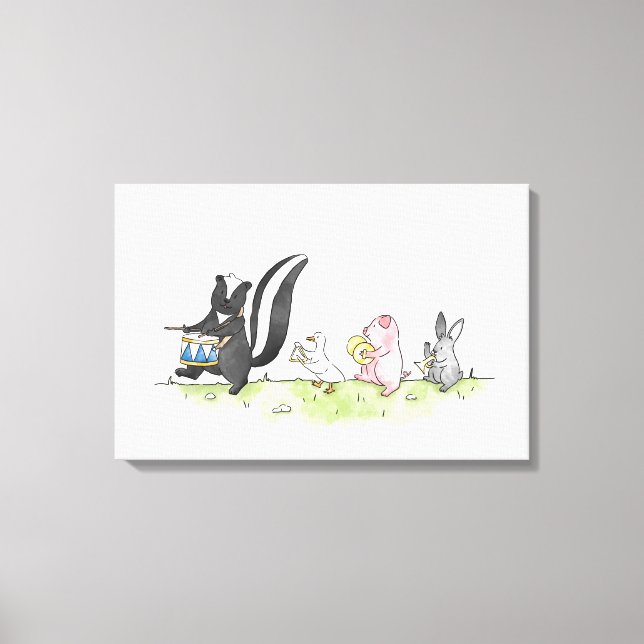 Whimsical Animals Marching Band   Canvas Print (Front)