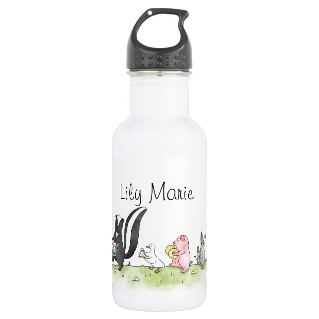 Whimsical Animals Marching Band Personalized   532 Ml Water Bottle (Front)