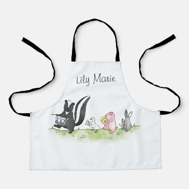 Whimsical Animals Marching Band Personalized  Apron (Front)