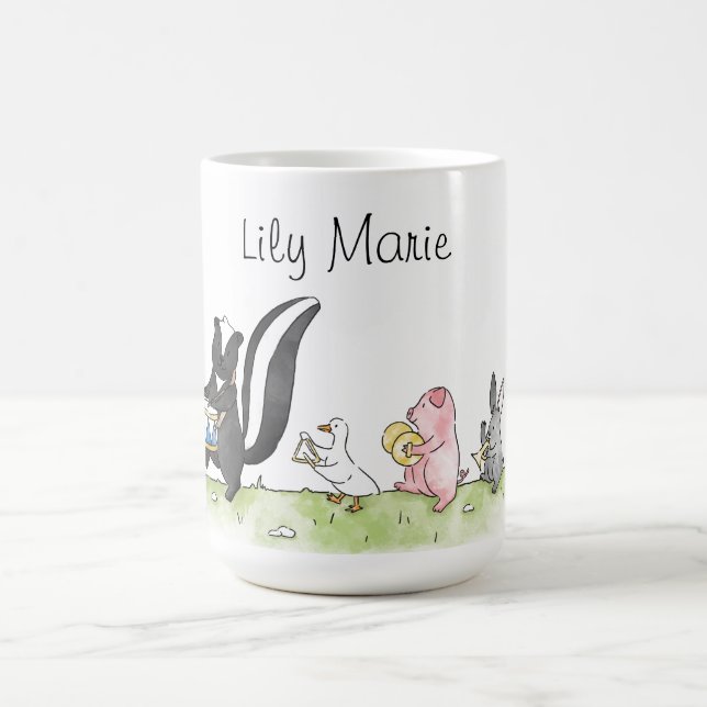 Whimsical Animals Marching Band Personalized  Coffee Mug (Center)