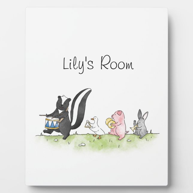 Whimsical Animals Marching Band Personalized Plaque (Front)