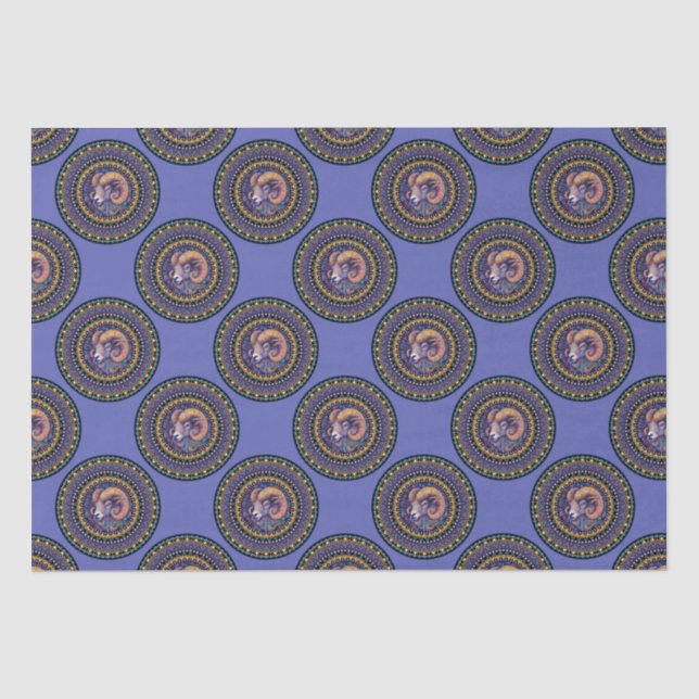 Whimsical Aries Zodiac Sign Polka Dot Mandala Tissue Paper (Front)