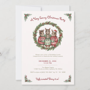 Whimsical Armadillo Family Christmas Lunch TMF26 Invitation