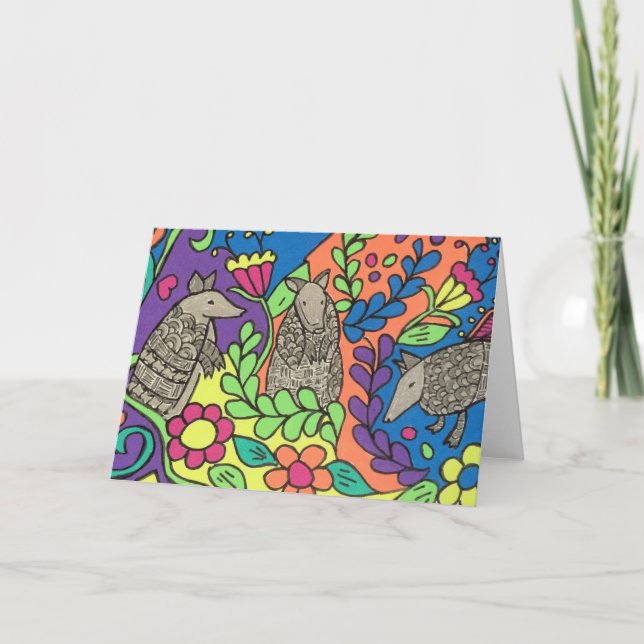 Whimsical Armadillos Greeting Card (Front)