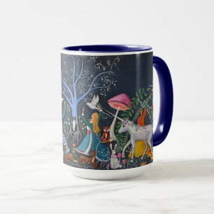 Whimsical Art Women and Unicorns  Mug