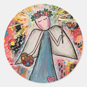 Whimsical Artist Classic Round Sticker