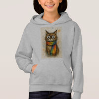 Whimsical Artistic Cat Girls' Hoodie - Fun Feline