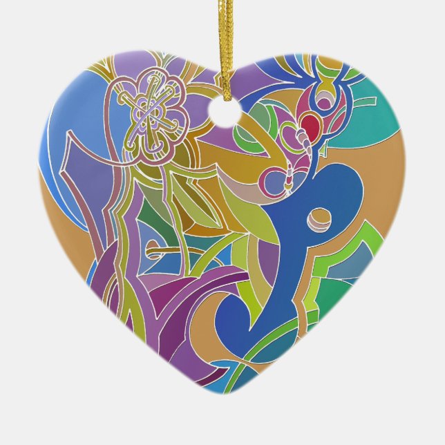 Whimsical Artwork Ceramic Ornament (Front)