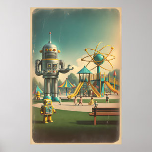 Whimsical Atomic Age Playground - Vibrant Futurism Poster