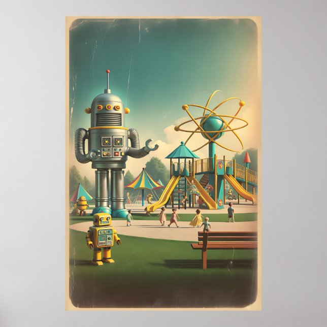 Whimsical Atomic Age Playground - Vibrant Futurism Poster (Front)