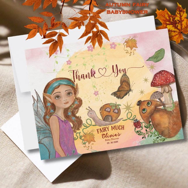 Whimsical Automne Fairy Baby shower Merci Note (Whimsical Autumn Fairy Baby Shower Thank You Note)