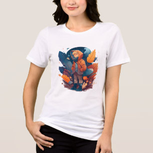 Whimsical Autumn Boy in Forest Fantasy Graphic Tri-Blend Shirt