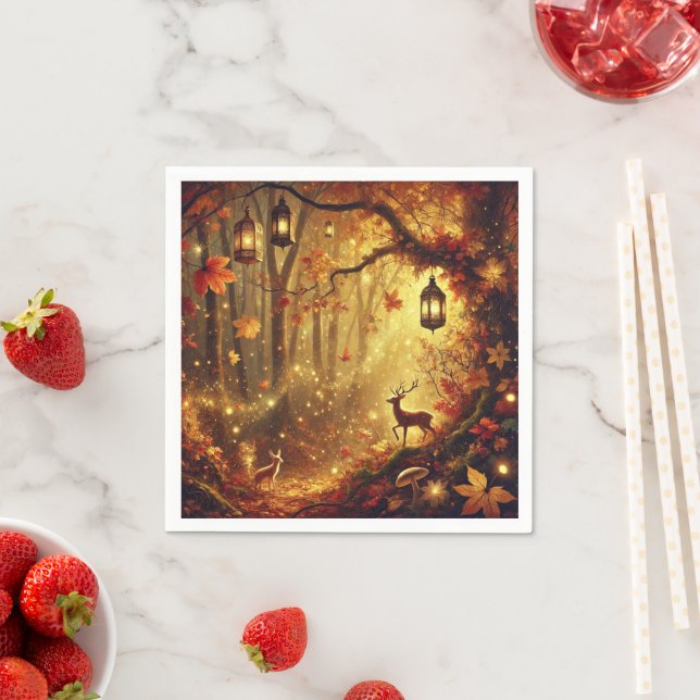 Whimsical Autumn Enchanted Golden Forest Decoupage Napkin (Insitu)