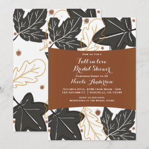 Whimsical Autumn Fall Leaves Acorns Bridal Shower Invitation