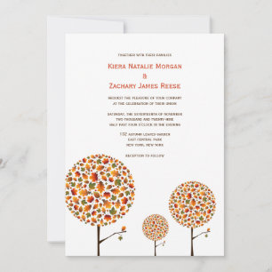 Whimsical Autumn Fall Leaves Pop Tree Wedding Invi Invitation