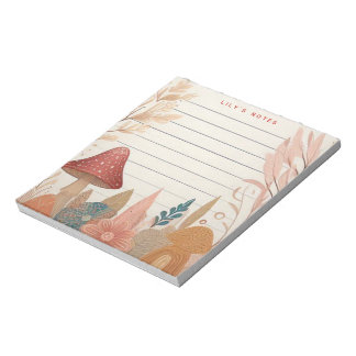Whimsical Autumn Fall Mushrooms Personalized Notepad