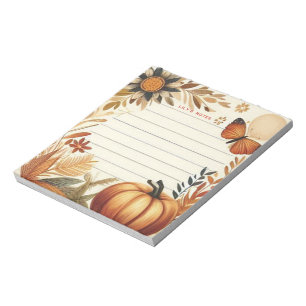 Whimsical Autumn Fall Pumpkin Personalized Notepad