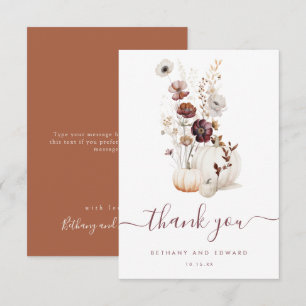 Whimsical Autumn Floral Wedding Thank You Card