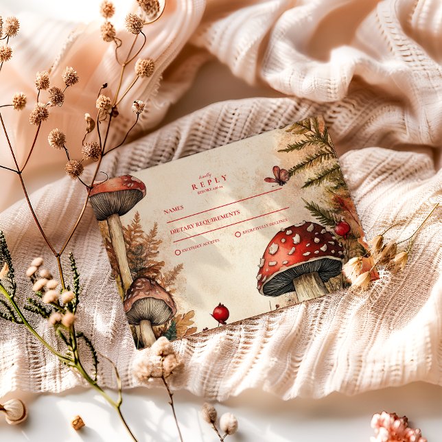 Whimsical Autumn Forest Romance Wedding RSVP Card (Creator Uploaded)