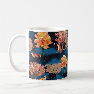 Whimsical Autumn Fox Night Forest Seamless Pattern Coffee Mug