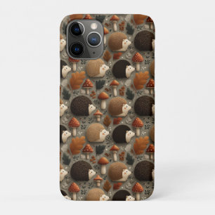 Whimsical Autumn Hedgehog & Mushroom Pattern iPhone 11 Pro Case