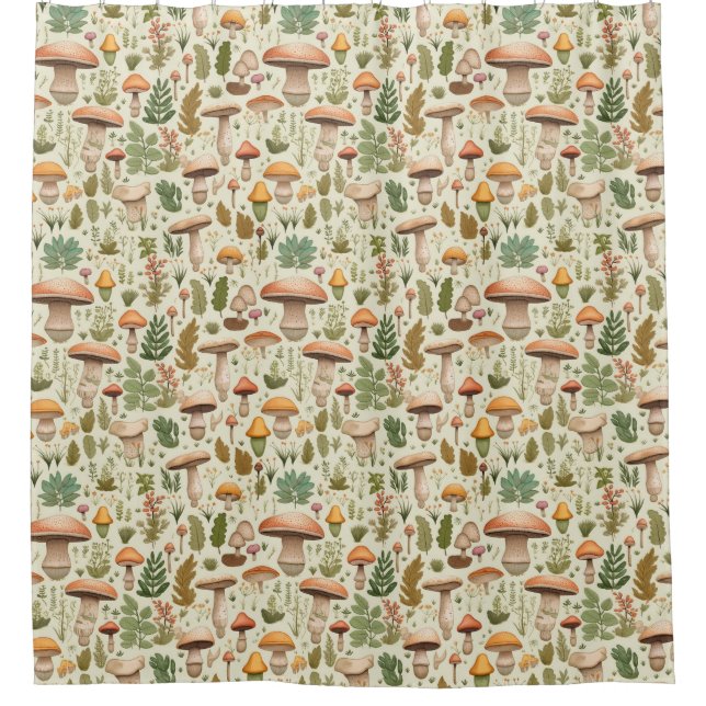 Whimsical Autumn Mushroom Forest Seamless Pattern (Front)