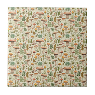 Whimsical Autumn Mushroom Forest Seamless Pattern Tile