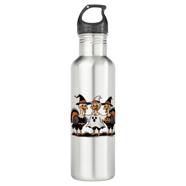 Whimsical Autumn Patchwork Pumpkin  Cozy Fall Flor 710 Ml Water Bottle (Front)