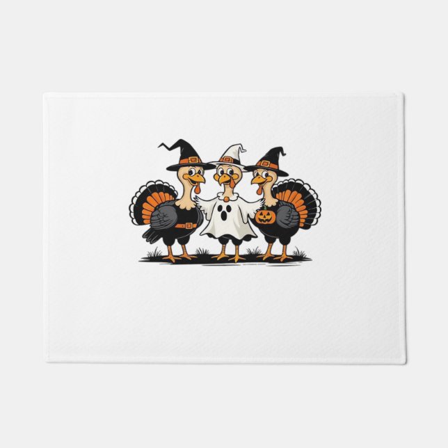 Whimsical Autumn Patchwork Pumpkin  Cozy Fall Flor Doormat (Front)