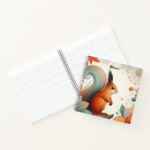 Whimsical Autumn Squirrel Personalized Notebook