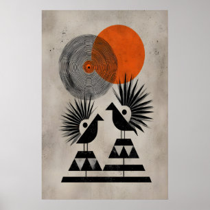 Whimsical Aviary Wall Art Modern Tribal Birds with