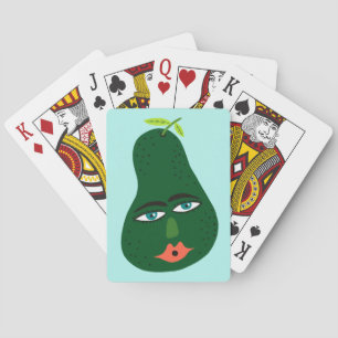 Whimsical Avocado Funny Face CUSTOMIZE IT Playing Cards