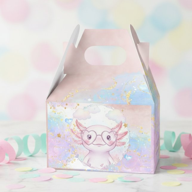 Whimsical axolotl kids birthday favor box (Creator Uploaded)