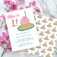 Whimsical BABY 1st Birthday Party Cupcake Custom
